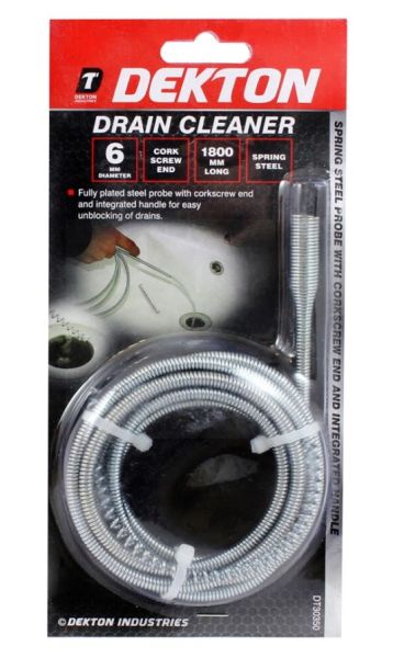 Dekton Spring Steel 6mm Drain Cleaner - 180cm