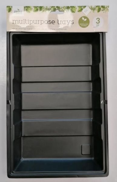 Garden Patch Multipurpose Plastic Trays - Black - 35 x 24 x 5.5cm